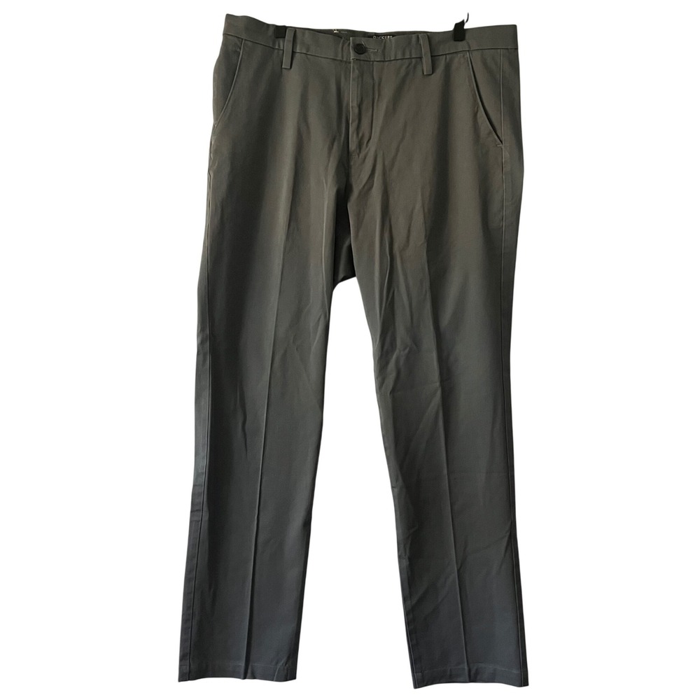 DOCKERS Mens Slim Fit Flat Front Casual Chino Pants Gray Size 36
